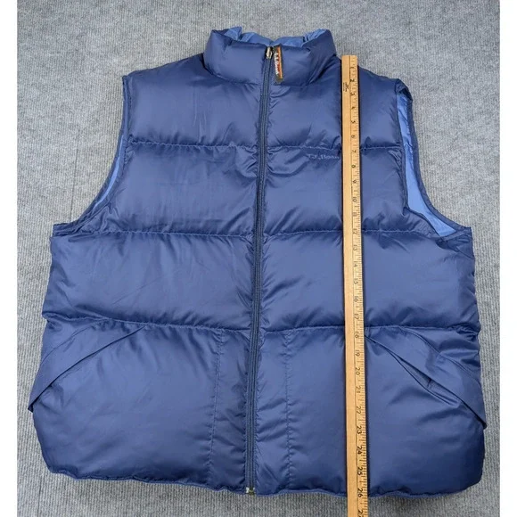 LL Bean Puffer Vest Mens XL Reversible Goose Down Blue Vintage Outdoors Hiking